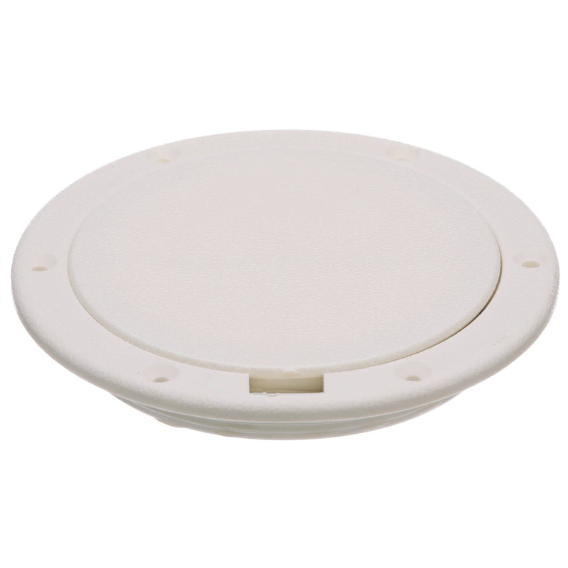 Seachoice White Pry-Up Deck Plate, Watertight, Up to 4-3/8 in. Diameter