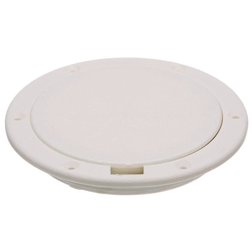 Seachoice White Pry-Up Deck Plate, Watertight, Up to 4-3/8 in. Diameter