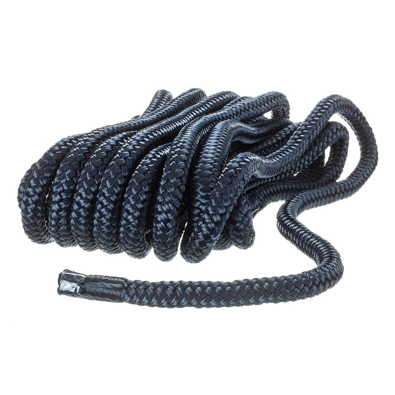 Seachoice Double-Braid Nylon Dock Line w/ Eye Splice, Pre-Shrunk, Heat Stabilized, 3/8 In. X 20 Ft., Navy Blue