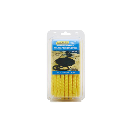 Seachoice Double-Braid Nylon Dock Line w/ Eye Splice, Pre-Shrunk, Heat Stabilized, 3/8 In. X 20 Ft., Yellow
