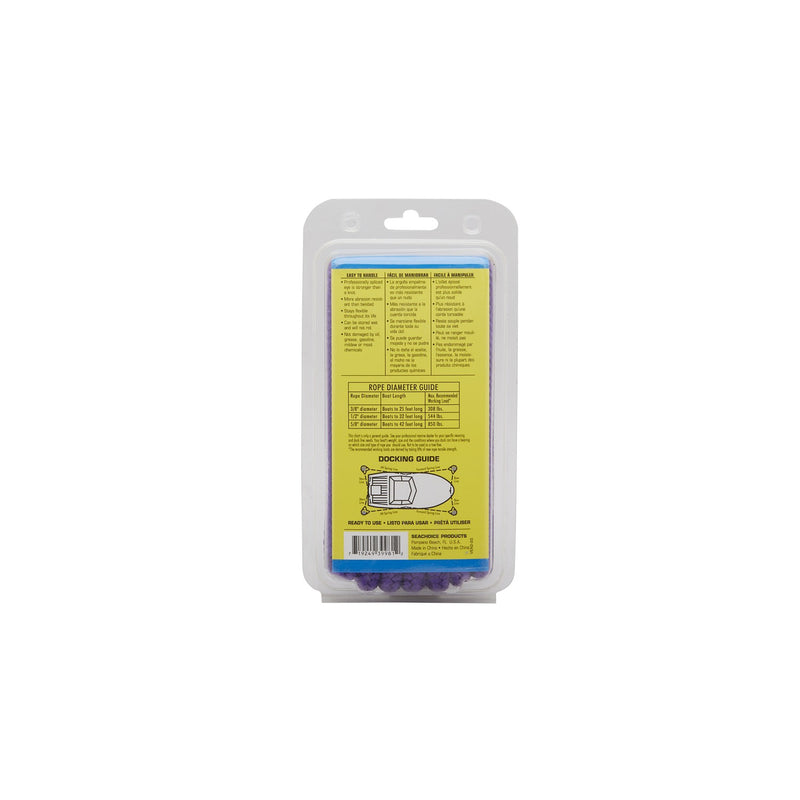 Seachoice Double-Braid Nylon Dock Line w/ Eye Splice, Pre-Shrunk, Heat Stabilized, 3/8 In. X 15 Ft., Purple