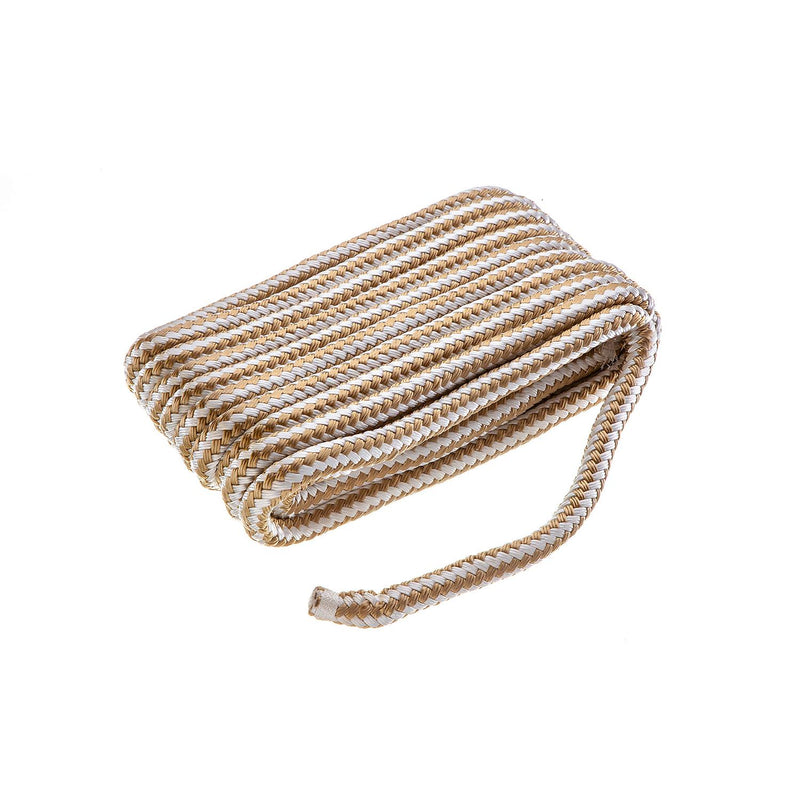 Seachoice Double-Braid Nylon Dock Line w/ Eye Splice, Pre-Shrunk, Heat Stabilized, 5/8 In. X 35 Ft., Gold White