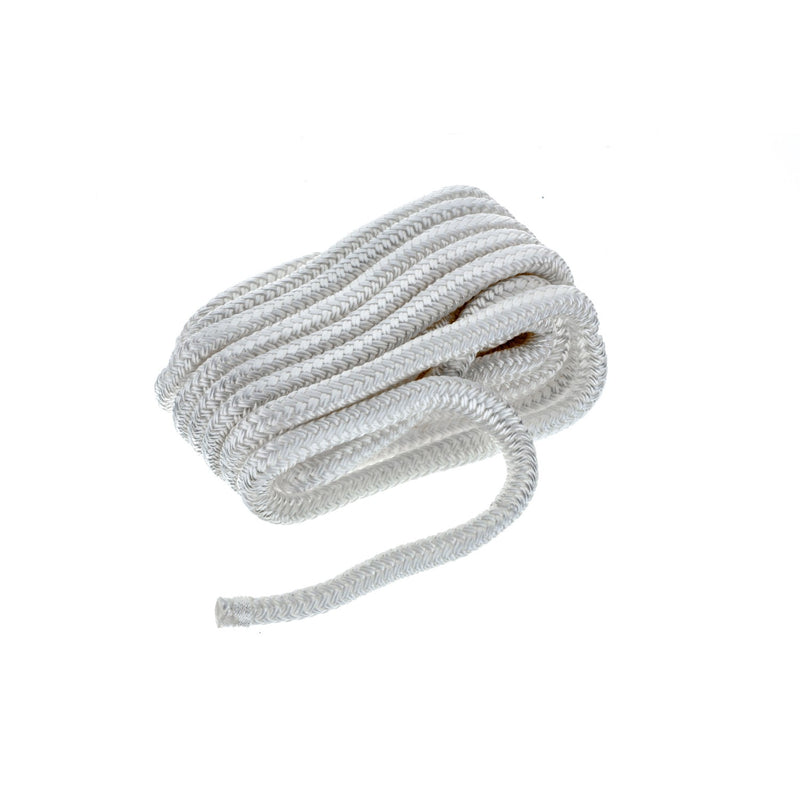 Seachoice Double-Braid Nylon Dock Line w/ Eye Splice, Pre-Shrunk, Heat Stabilized, 1/2 In. X 25 Ft., White