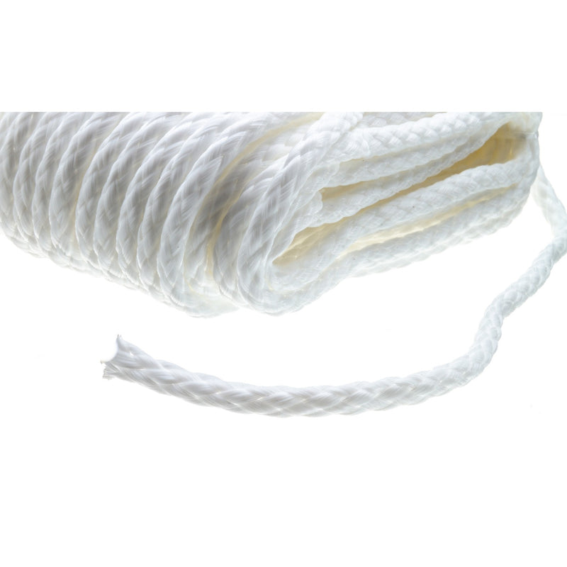 Seachoice Anchor Line Rope, Hollow Braid, Polypropylene, White, Spring Hook, 3/8 In. X 75 Ft.