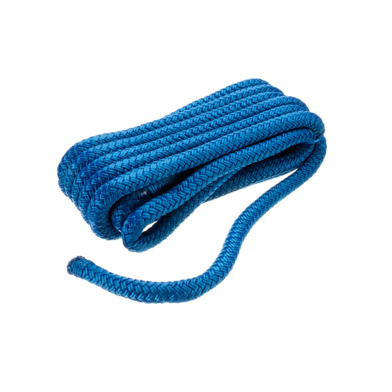 Seachoice Double-Braid Nylon Dock Line w/ Eye Splice, Pre-Shrunk, Heat Stabilized, 1/2 In. X 15 Ft., Blue