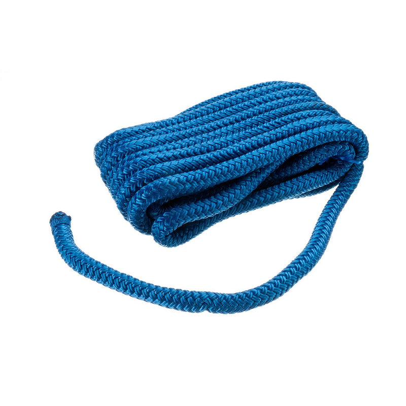 Seachoice Double-Braid Nylon Dock Line w/ Eye Splice, Pre-Shrunk, Heat Stabilized, 1/2 In. X 20 Ft., Blue