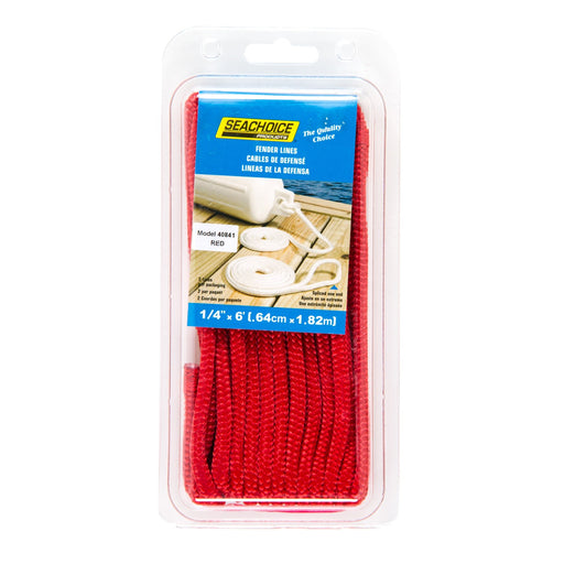Seachoice Double-Braid Nylon Fender Line, 1/4 In. X 6 Ft., Red
