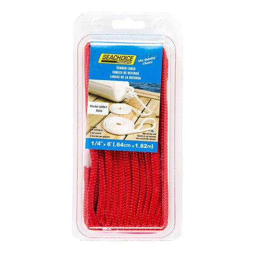 Seachoice Double-Braid Nylon Fender Line, 1/4 In. X 6 Ft., Red