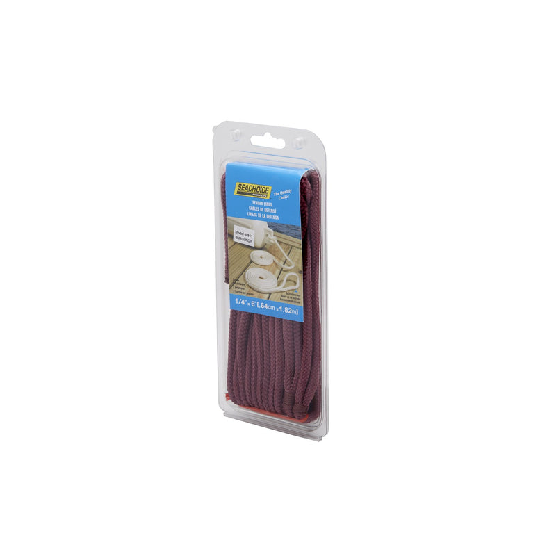 Seachoice Braided Bumper Fender Line, 1/4 in. X 6 Ft., Burgandy Red