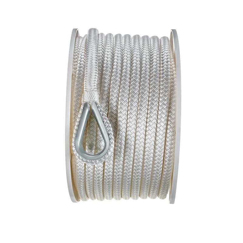 Seachoice Boat Anchor Rope, Double-Braid, Nylon, Achor Line, 3/8 in. X 100 Ft., White