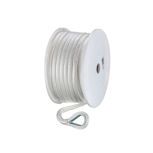 Seachoice Boat Anchor Rope, Double-Braid, Nylon, Achor Line, 1/2 in. X 100 Ft., White