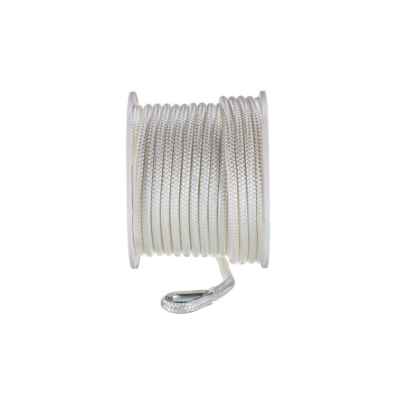 Seachoice Boat Anchor Rope, Double-Braid, Nylon, Achor Line, 1/2 in. X 150 Ft., White
