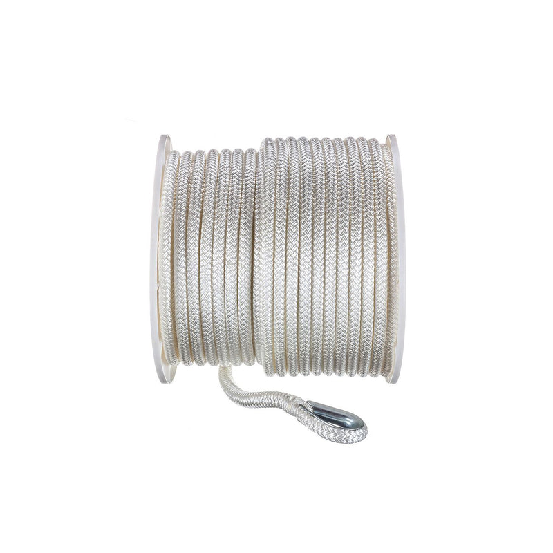 Seachoice Boat Anchor Rope, Double-Braid, Nylon, Achor Line, 1/2 in. X 200 Ft., White