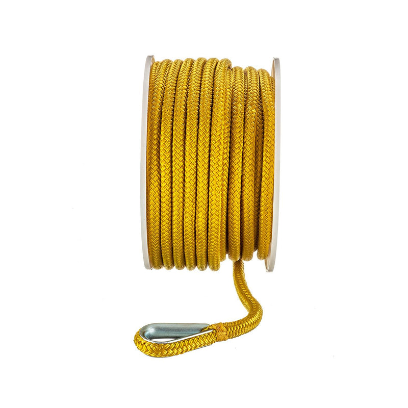Seachoice Boat Anchor Rope, Double-Braid, Nylon, Achor Line, 3/8 in. X 100 Ft., Yellow
