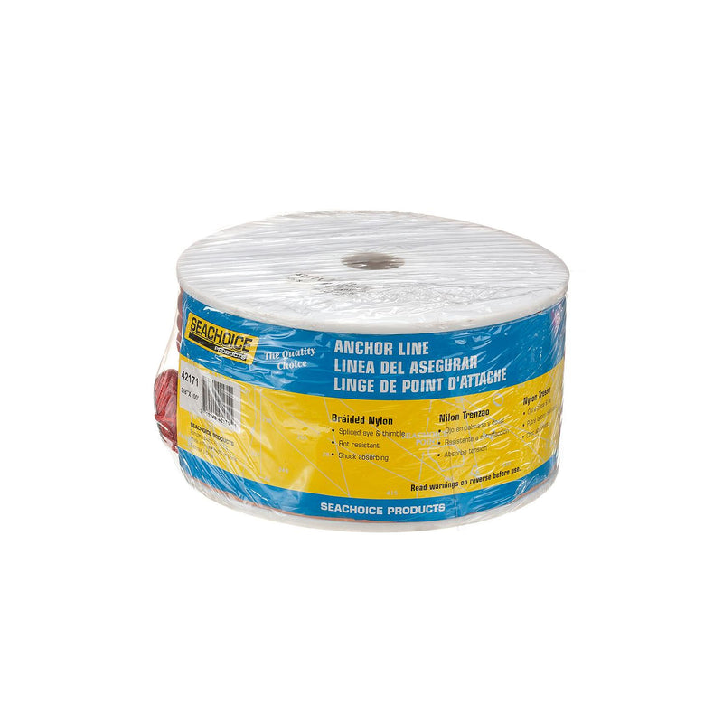 Seachoice 42171 Boat Anchor Rope, Double-Braid, Nylon, Achor Line, 3/8 in. X 100 Ft., Red