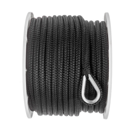 Seachoice Boat Anchor Rope, Double-Braid, Nylon, Achor Line, 1/2 in. X 150 Ft., Black