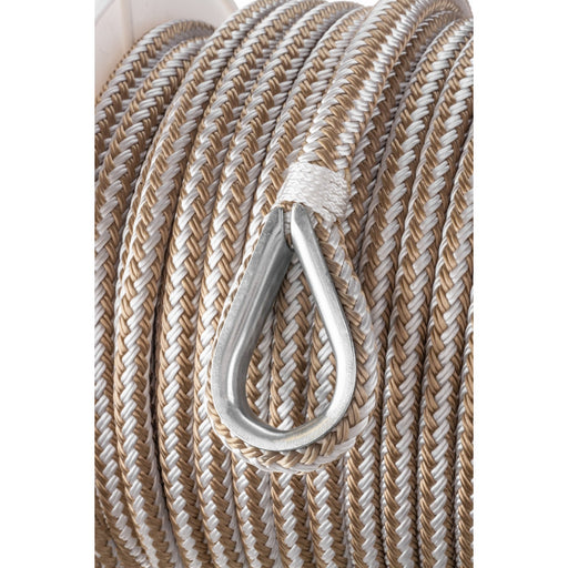 Seachoice Boat Anchor Rope, Double-Braid, Nylon, Achor Line, 3/8 in. X 150 Ft., Gold/White