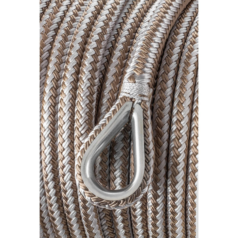Seachoice Boat Anchor Rope, Double-Braid, Nylon, Achor Line, 1/2 in. X 100 Ft., Gold/White