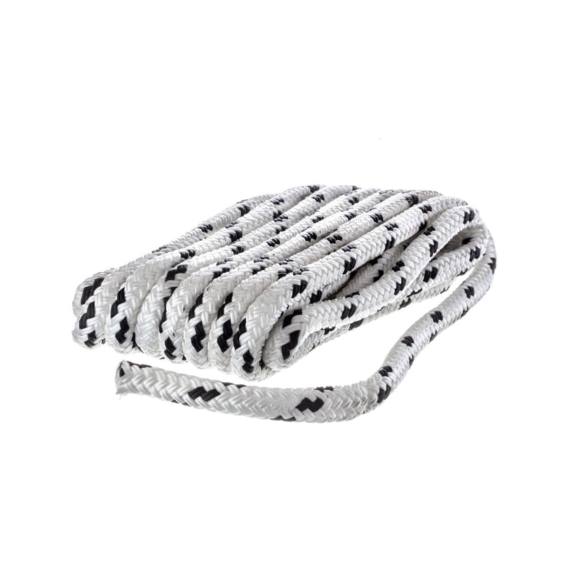 Seachoice Double Braided Dock Rope for Boating - 100% MFP Dock Line, ⅜-Inch x 15 Feet, White with Black Tracer