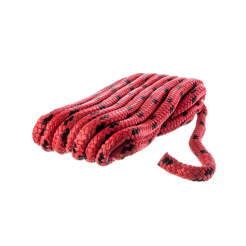 Seachoice Double Braided Dock Rope for Boating - 100% MFP Dock Line, ⅜-Inch x 15 Feet, Red with Black Tracer