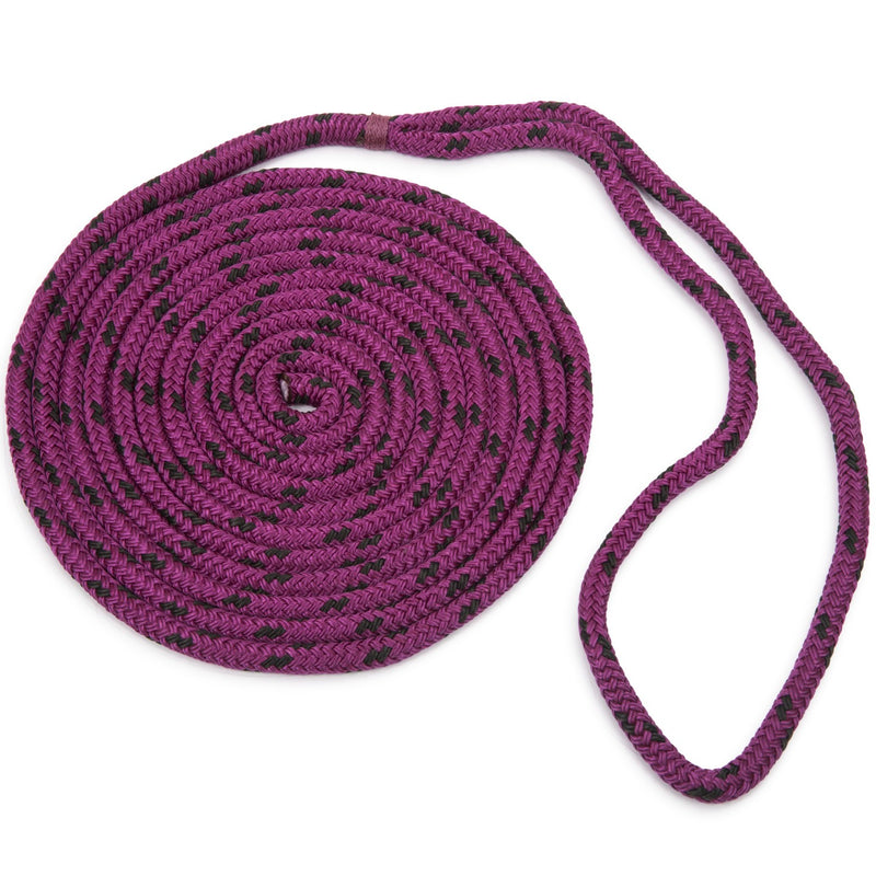 Seachoice 42451 Double Braided 100% MFP Dock Line 3/8" x 15' Burgundy w/Black Tracer
