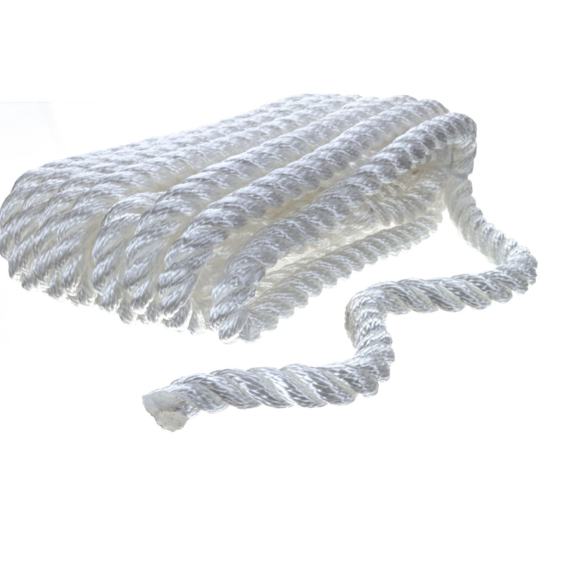 Seachoice High Quality Dock Rope for Boating - 3-Strand Twisted Nylon Dock Line, ½-Inch x 20 Feet, White