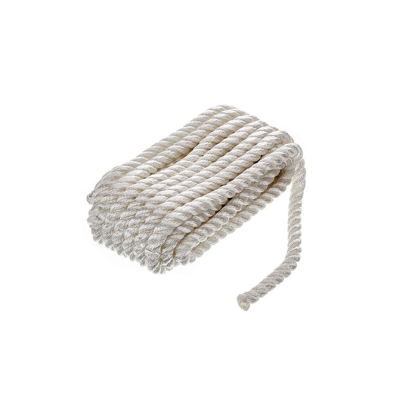 Seachoice High Quality Dock Rope for Boating - 3-Strand Twisted Nylon Line, ½-Inch x 30 Feet, White