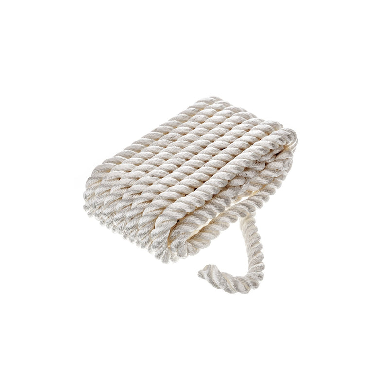 Seachoice High Quality Dock Rope for Boating - 3-Strand Twisted Nylon Line, ⅝-Inch x 20 Feet, White