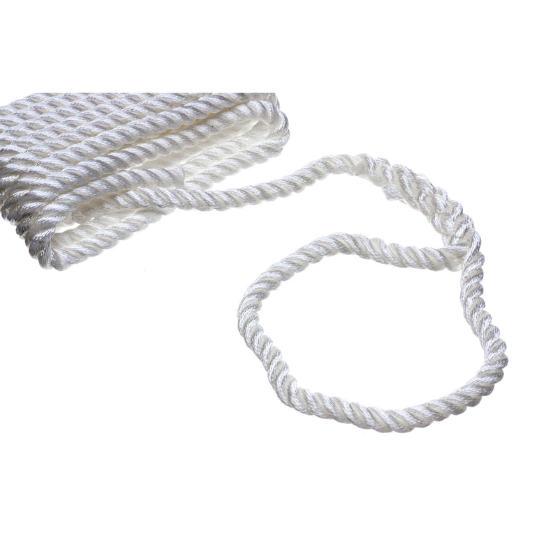 Seachoice High Quality Dock Rope for Boating - 3-Strand Twisted Nylon Line, ⅝-Inch x 25 Feet, White