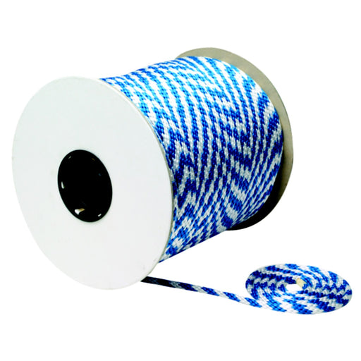 Seachoice 42780 Solid Braid 100% MFP Mulit-Purpose Rope Spool, 3/8 in x 500 ft, Blue and White