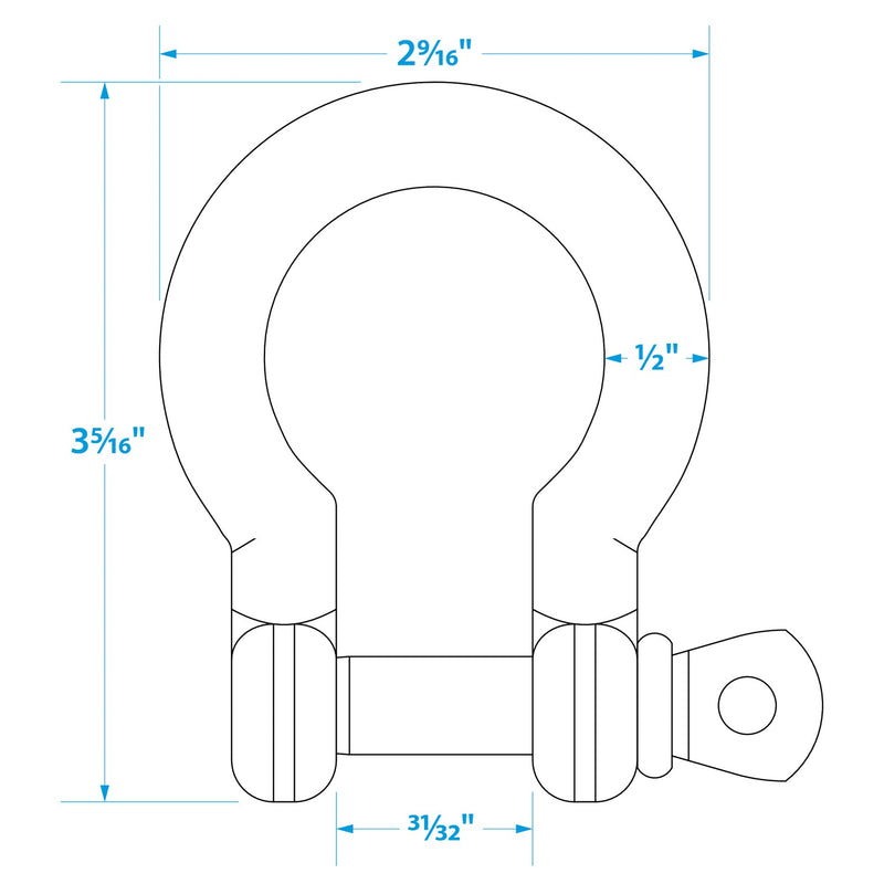 Seachoice Stainless Steel Anchor Shackle, 1/2 in., 2,000 Lbs. Max Load