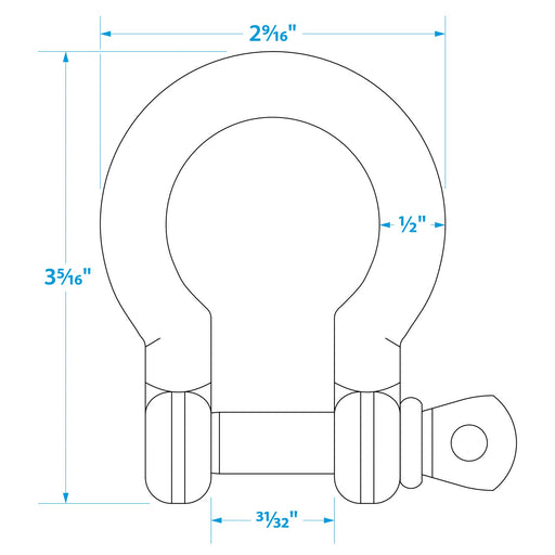 Seachoice Stainless Steel Anchor Shackle, 1/2 in., 2,000 Lbs. Max Load