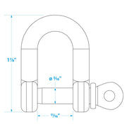 Seachoice D Anchor Shackle, 316 Stainless Steel, 5/16 in.