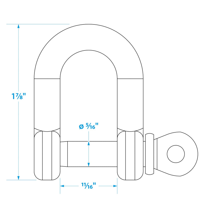 Seachoice D Anchor Shackle, 316 Stainless Steel, 5/16 in.