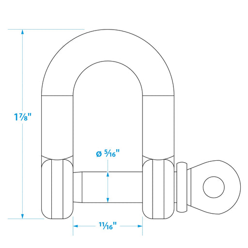 Seachoice D Anchor Shackle, 316 Stainless Steel, 5/16 in.