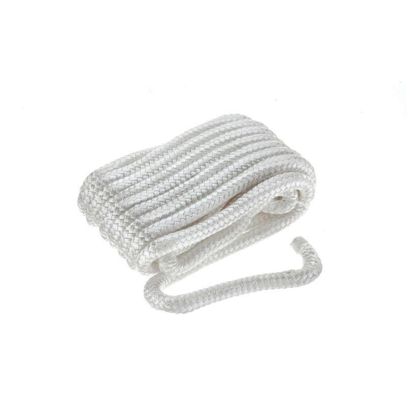 Seachoice 46951 Double-Braid Nylon Dock Line w/ Eye Splice, Pre-Shrunk, Heat Stabilized, 5/8 In. X 30 Ft., White