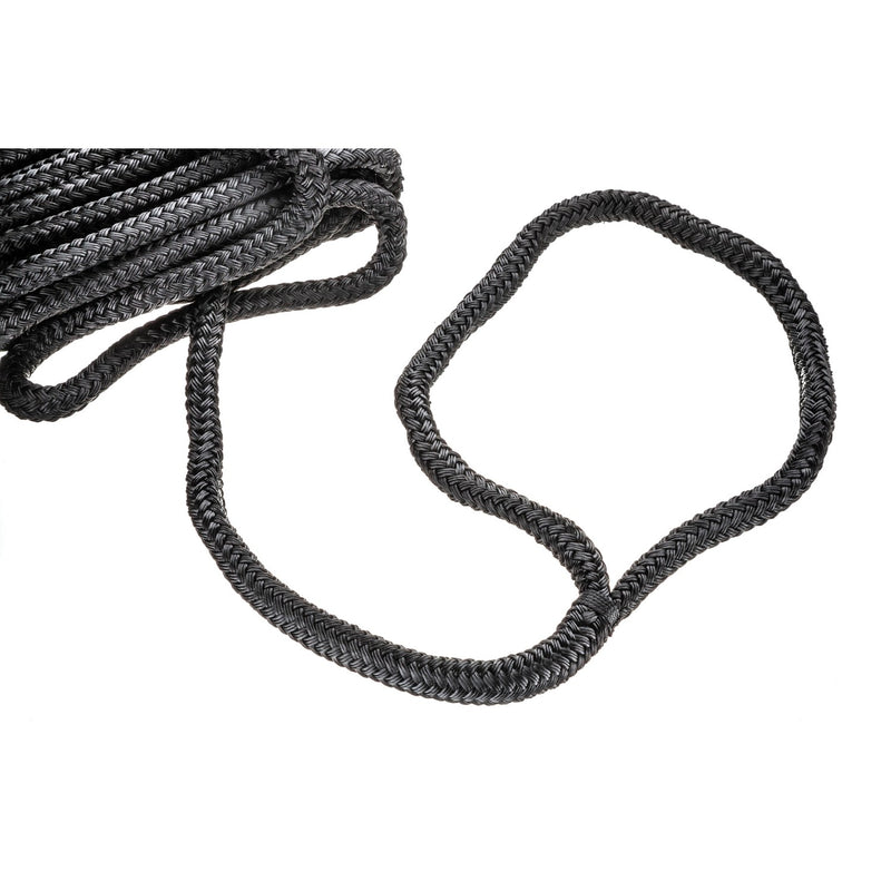 Seachoice 46961 Double-Braid Nylon Dock Line w/ Eye Splice, Pre-Shrunk, Heat Stabilized, 5/8 In. X 30 Ft., Black