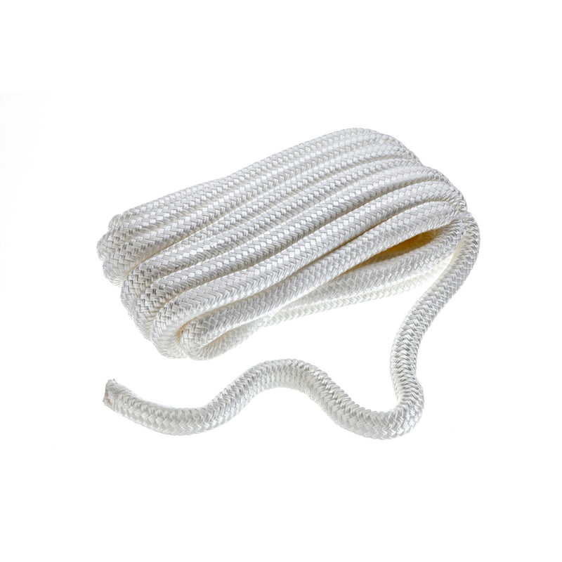 Seachoice Double-Braid Nylon Dock Line w/ Eye Splice, Pre-Shrunk, Heat Stabilized, 3/4 In. X 25 Ft., White