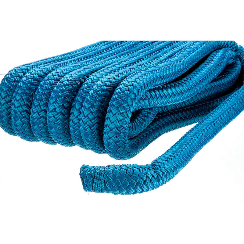 Seachoice Double-Braid Nylon Dock Line w/ Eye Splice, Pre-Shrunk, Heat Stabilized, 3/4 In. X 25 Ft., Blue