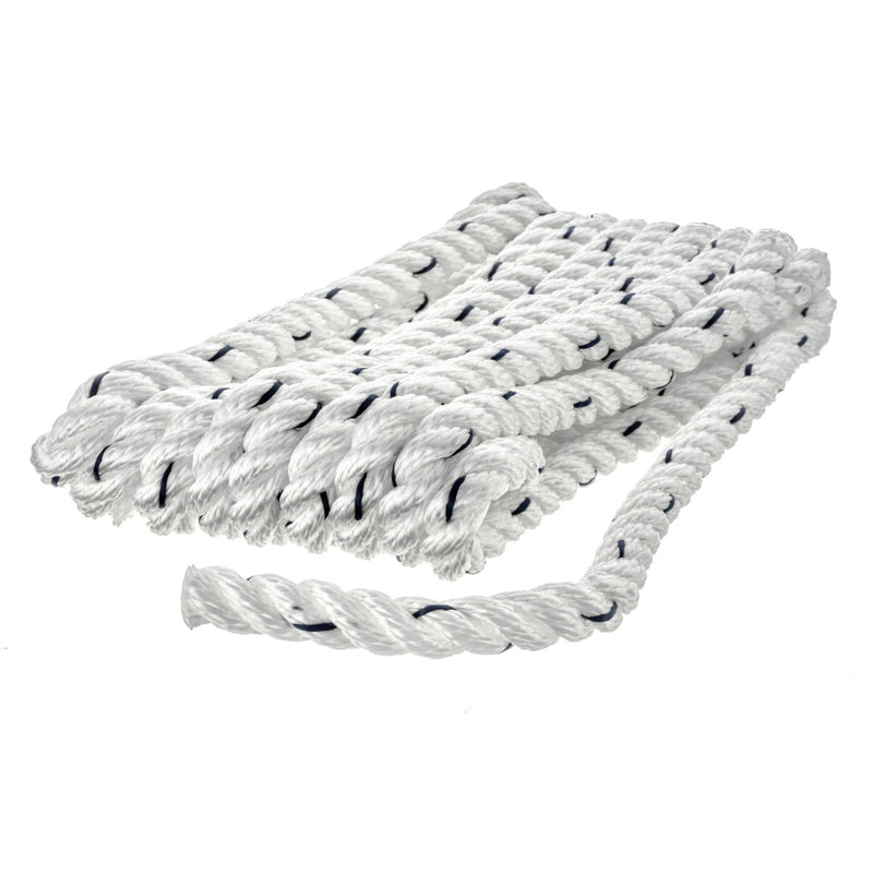 Seachoice Premium 3-Strand Twisted Nylon Dock Line With Tracer, White w/Blue Tracer, 3/8-Inch x 10 Feet, 10-Inch Eye Splice