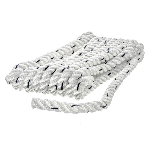 Seachoice Premium 3-Strand Twisted Nylon Dock Line With Tracer, White w/Blue Tracer, 3/8-Inch x 10 Feet, 10-Inch Eye Splice