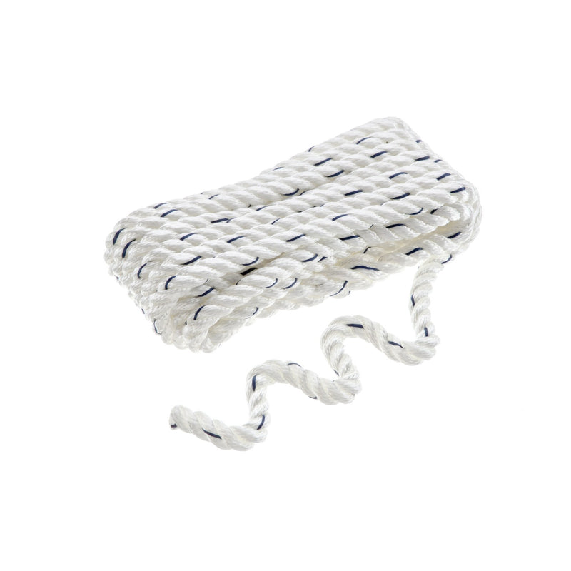 Seachoice Premium 3-Strand Twisted Nylon Dock Line With Tracer, White w/Blue Tracer, 1/2-Inch x 20 Feet, 10-Inch Eye Splice