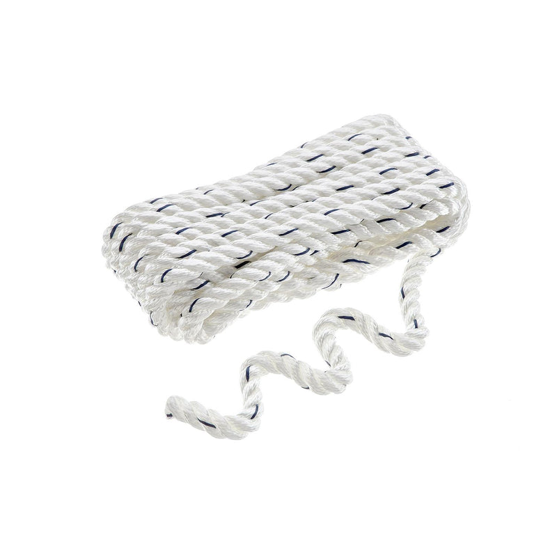 Seachoice Premium 3-Strand Twisted Nylon Dock Line With Tracer, White w/Blue Tracer, 1/2-Inch x 20 Feet, 10-Inch Eye Splice