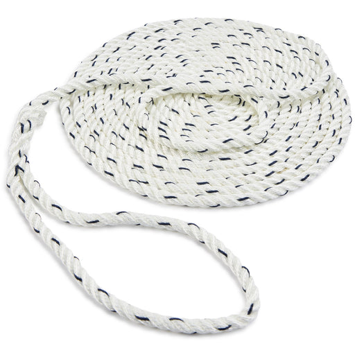 Seachoice Premium 3-Strand Twisted Nylon Dock Line, White With Blue Tracer, 5/8" x 30'