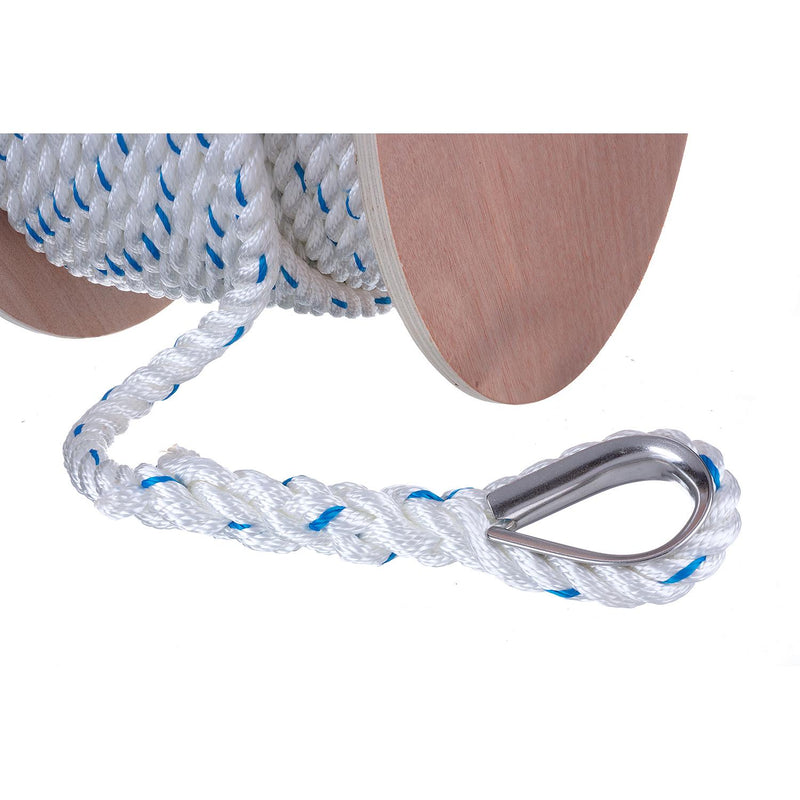 Seachoice 47921 Boat Anchor Line Rope, 3-Strand Twisted, Nylon, White/Blue, 5/8 in. X 200 Ft.