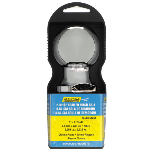 Seachoice Trailer Ball, 2-5/16 in., 1 X 2 in. Shank, 6,000 Lb. Capacity, Chrome Finish
