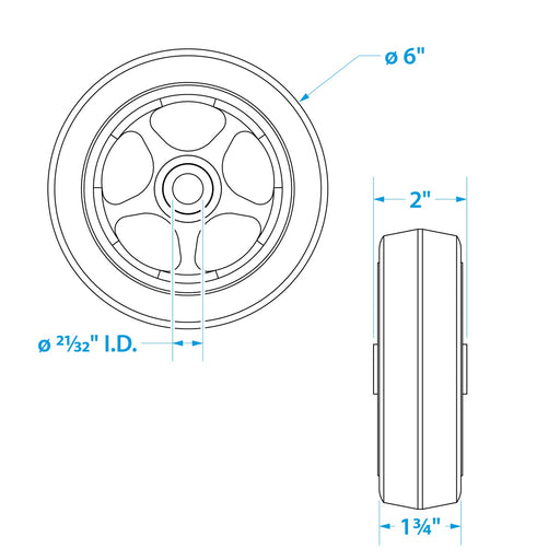 Seachoice Replacement Wheel For Fold Up Boat Trailer Jack, 6 In.