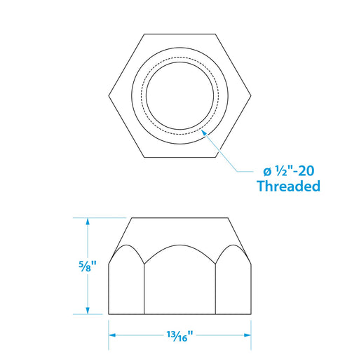 Seachoice Trailer Wheel Lug Nuts, 1/2 in. X 20 Thread, Pack of 5