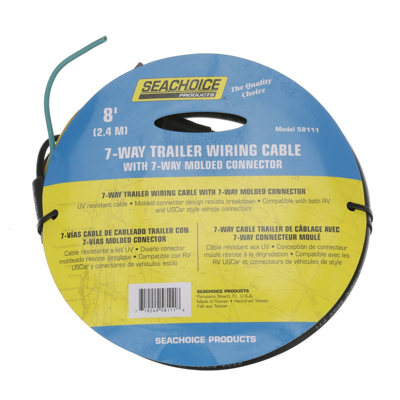 Seachoice 58111 Trailer Molded Connector, 7 Way, 8 Ft.