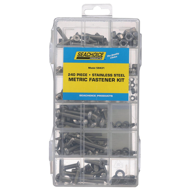 Seachoice Stainless Steel Metric Machine Screw Kit, 240 Piece, Includes M4, M5 and M6 Screws of Various Lengths